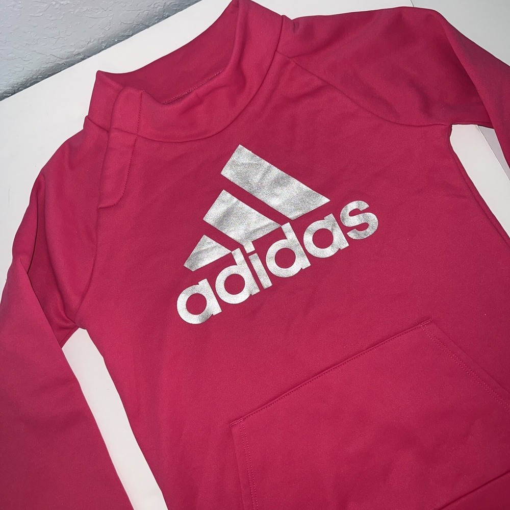 Adidas Size 6X Girls Pink Athletic Sport Long Sleeve Pullover Sweatshirt